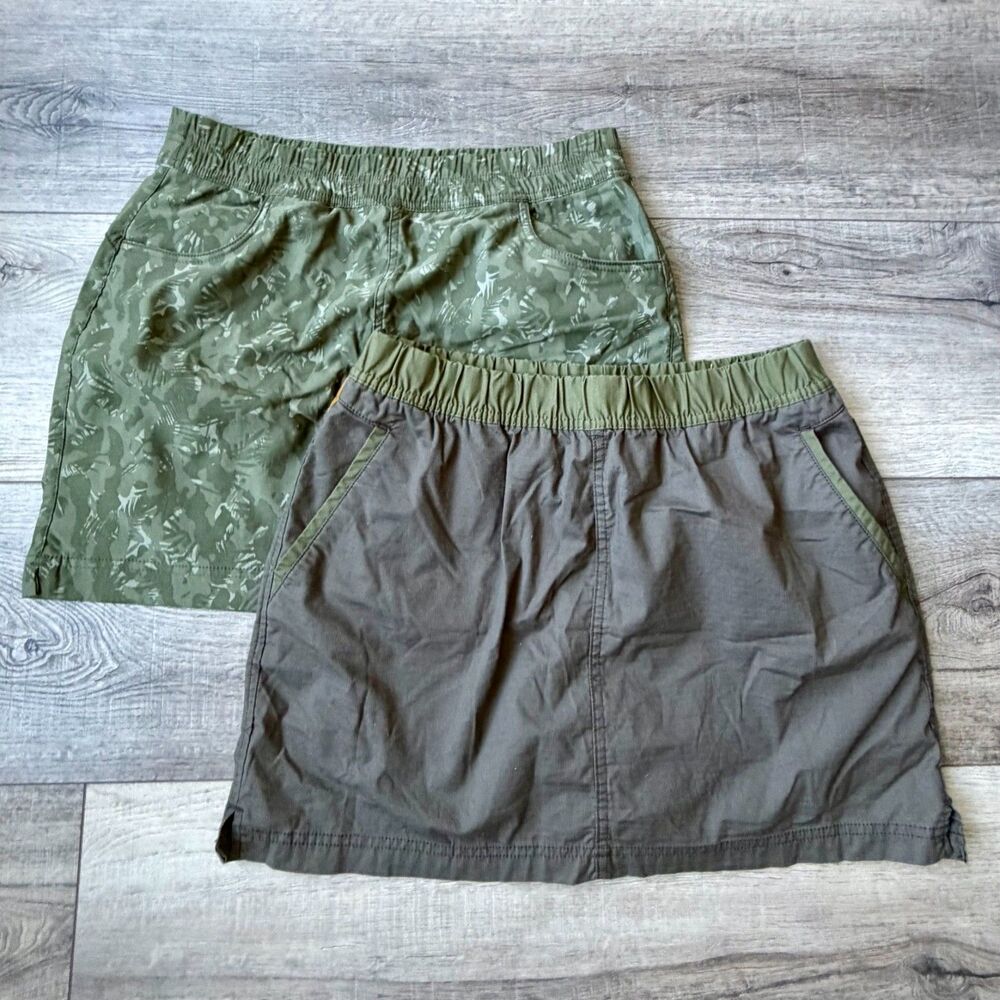 2 Prana Womens 12 Skorts Khaki Green Hike Walk Outdoors Casual